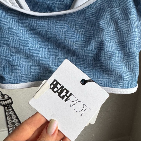 NWT Beach Riot DENIM DAZE Estelle Bikini Swim Top and Bottom Sz S - Picture 6 of 12